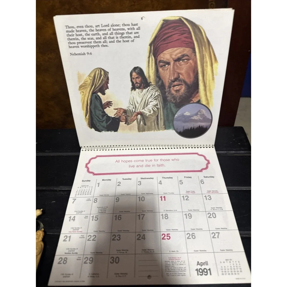 Rare Vintage 1991 Catholic Christian Calendar Appointment Never Used. Scripture!